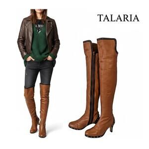 Talaria Italy Over-the-Knee High Boots Women Brown Leather 4